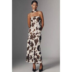 Anthropologie Cowprint Maxi Dress in White and Brown